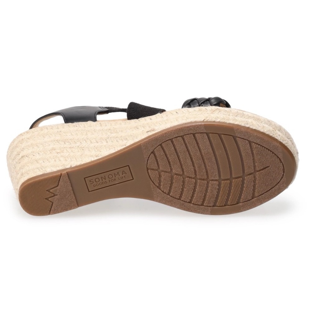 🆕 Women’s Sonoma Ortholite Eco Black Braided Espadrille Wedge Sandals - Picture 8 of 16